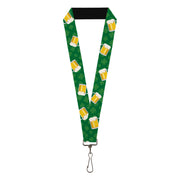 Lanyard - 1.0" - St Pat's Clovers Beer Mugs Greens Lanyards Buckle-Down