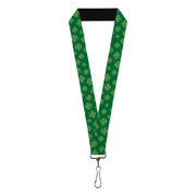 Lanyard - 1.0" - St Pat's Clovers Scattered3 Greens Lanyards Buckle-Down