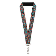 Lanyard - 1.0" - Totem Carvings Black White Orange Turquoise Lanyards Buckle-Down