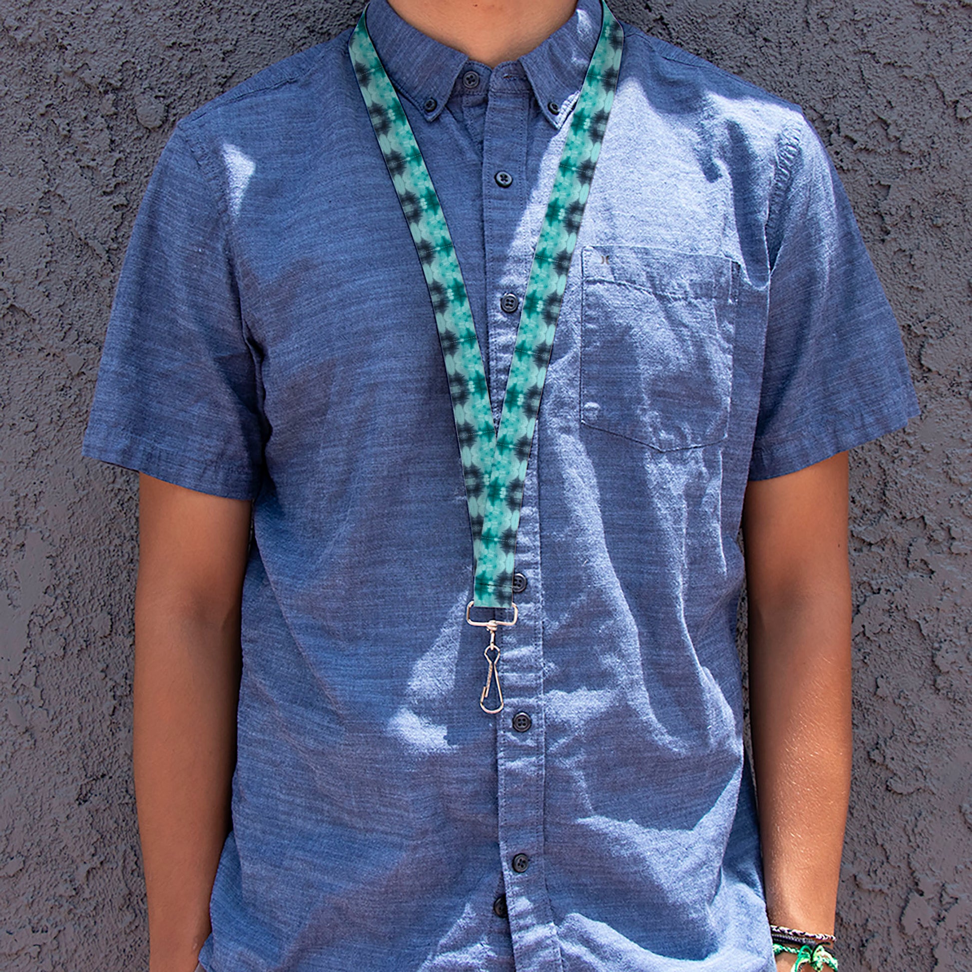 Lanyard - 1.0" - Tie Dye Reflection Turquoise Blues Lanyards Buckle-Down