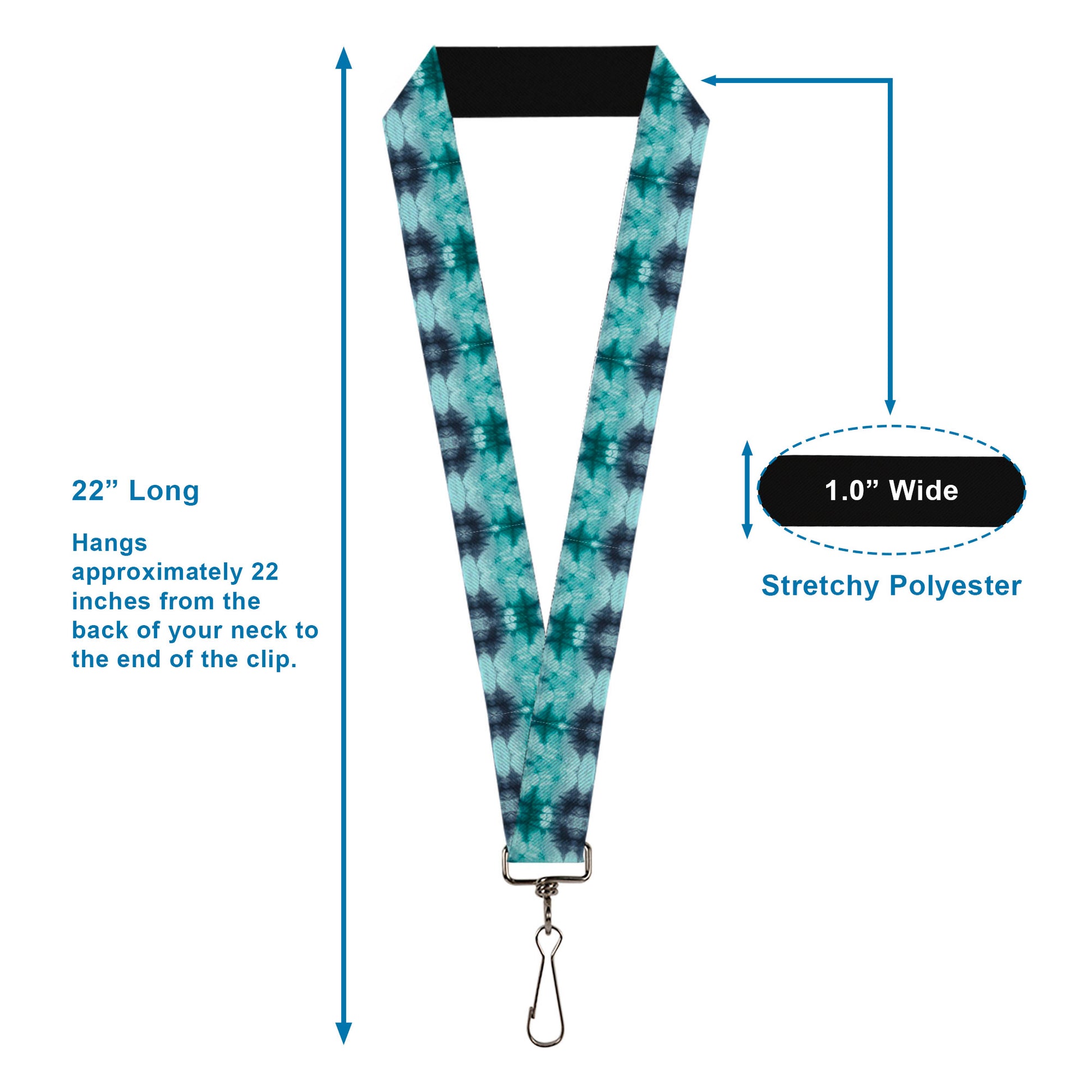 Lanyard - 1.0" - Tie Dye Reflection Turquoise Blues Lanyards Buckle-Down