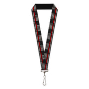 Lanyard - 1.0" - Thin Red Line Flag Weathered Black/Gray/Red Lanyards Buckle-Down