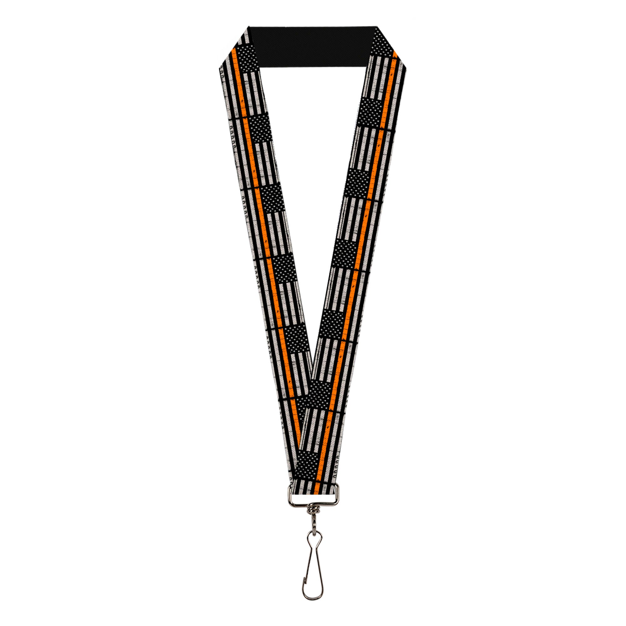 Lanyard - 1.0" - Thin Orange Line Flag Weathered Black/Gray/Orange Lanyards Buckle-Down