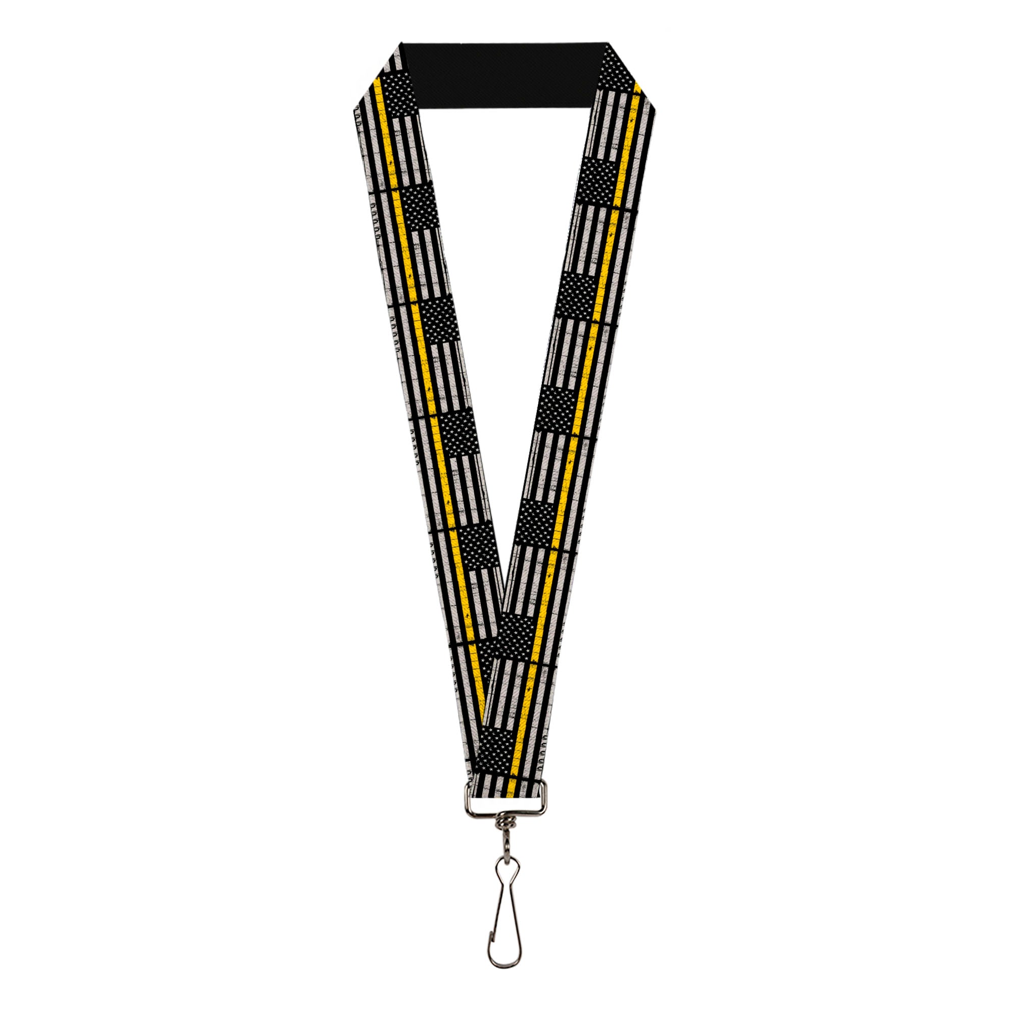 Lanyard - 1.0" - Thin Yellow Line Flag Weathered Black/Gray/Yellow Lanyards Buckle-Down
