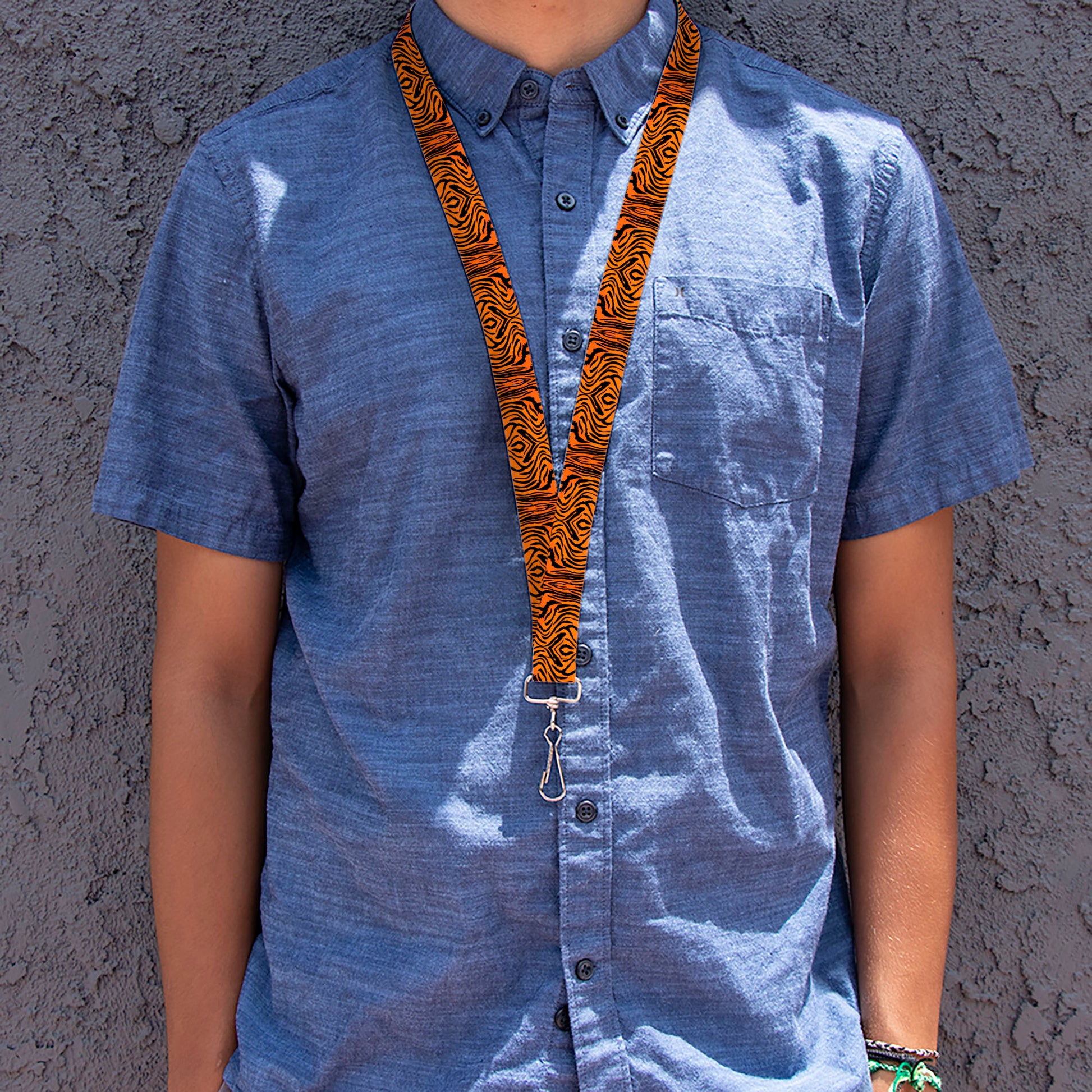 Lanyard - 1.0" - Tiger2 Orange Black Lanyards Buckle-Down