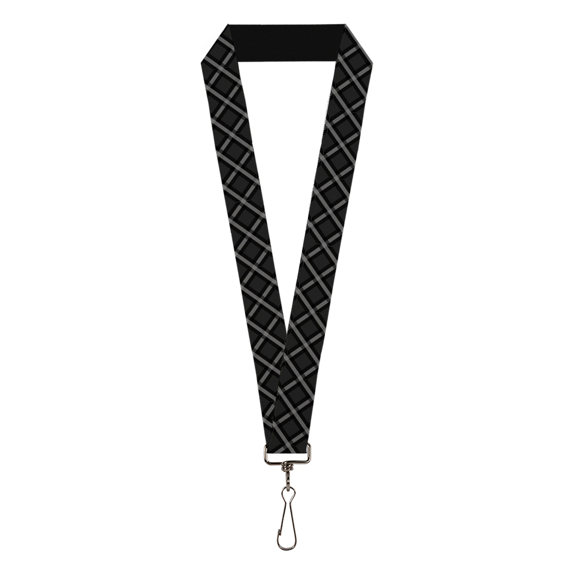 Lanyard - 1.0" - Buffalo Plaid X Charcoal Black Gray Lanyards Buckle-Down