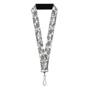 Lanyard - 1.0" - Bandana White Black Lanyards Buckle-Down