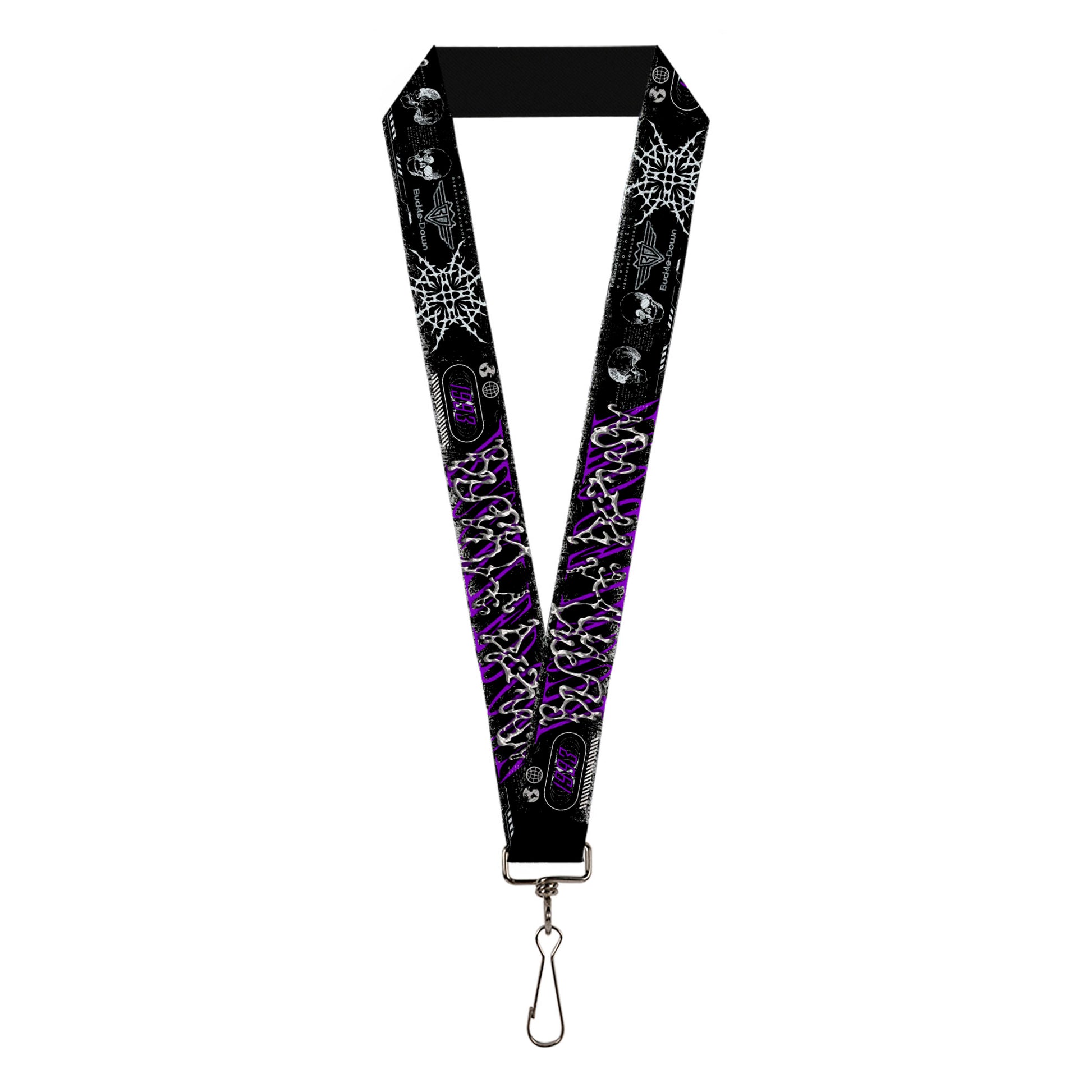 Lanyard - 1.0" - BUCKLE-DOWN Cyber Abstract Black/Purple/Grays Lanyards Buckle-Down