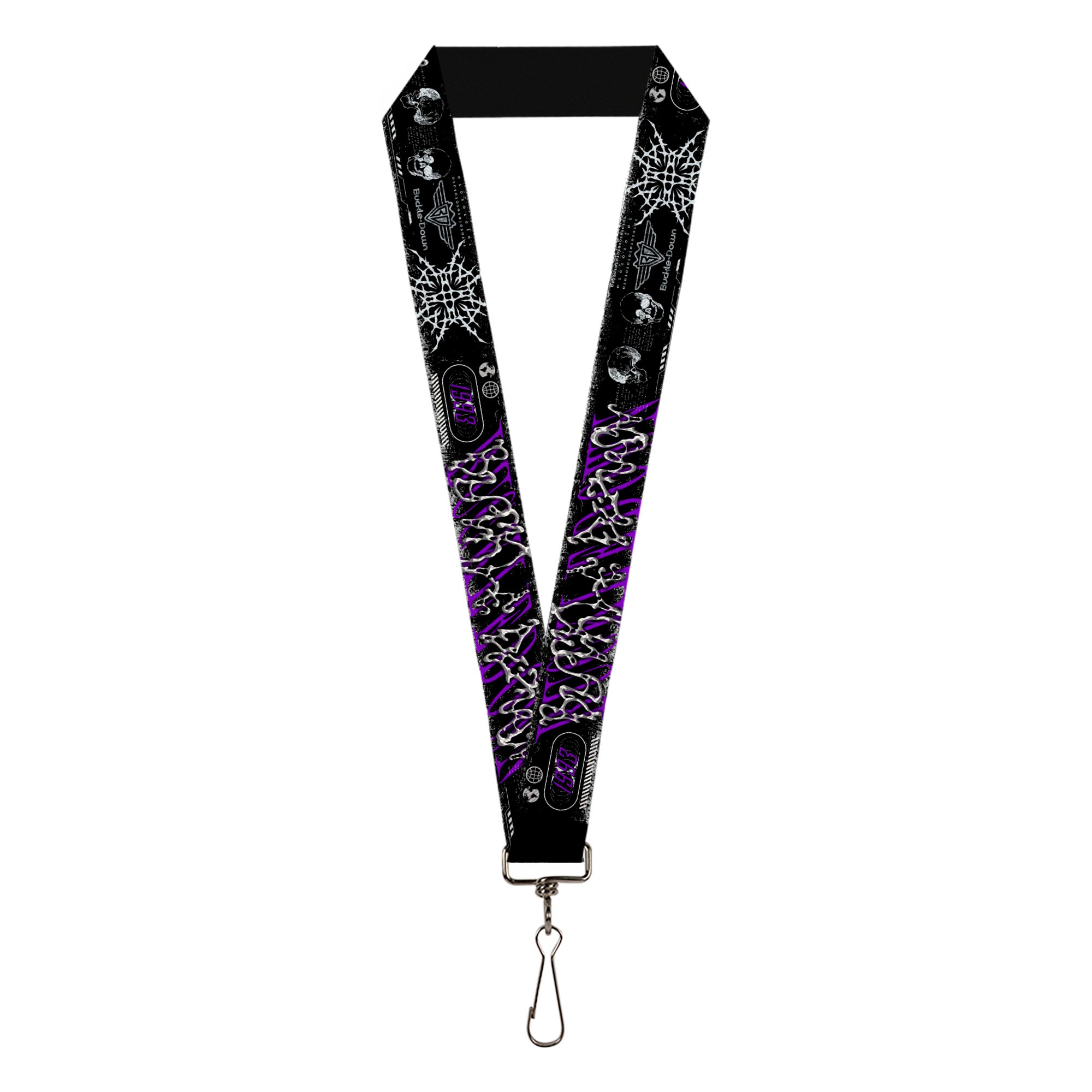 Lanyard - 1.0" - BUCKLE-DOWN Cyber Abstract Black/Purple/Grays Lanyards Buckle-Down