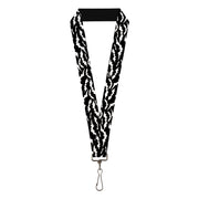 Lanyard - 1.0" - Bats Flying Scattered Black/White Lanyards Buckle-Down