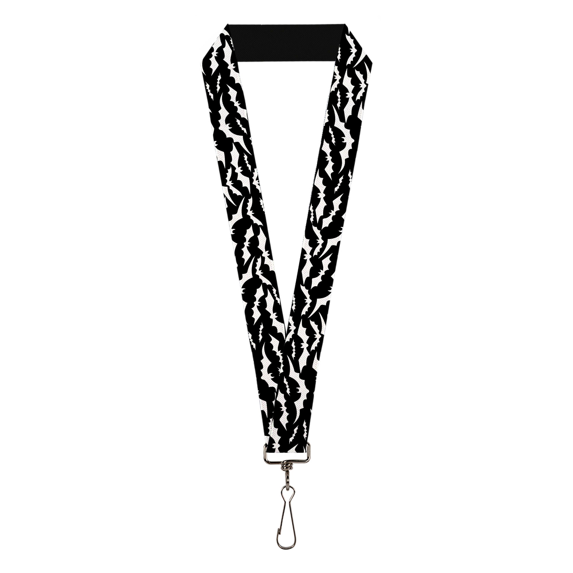 Lanyard - 1.0" - Bats Flying Scattered Black/White Lanyards Buckle-Down