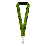 Lanyard - 1.0" - BOO Text Skull and Crossbones Black/Green Lanyards Buckle-Down
