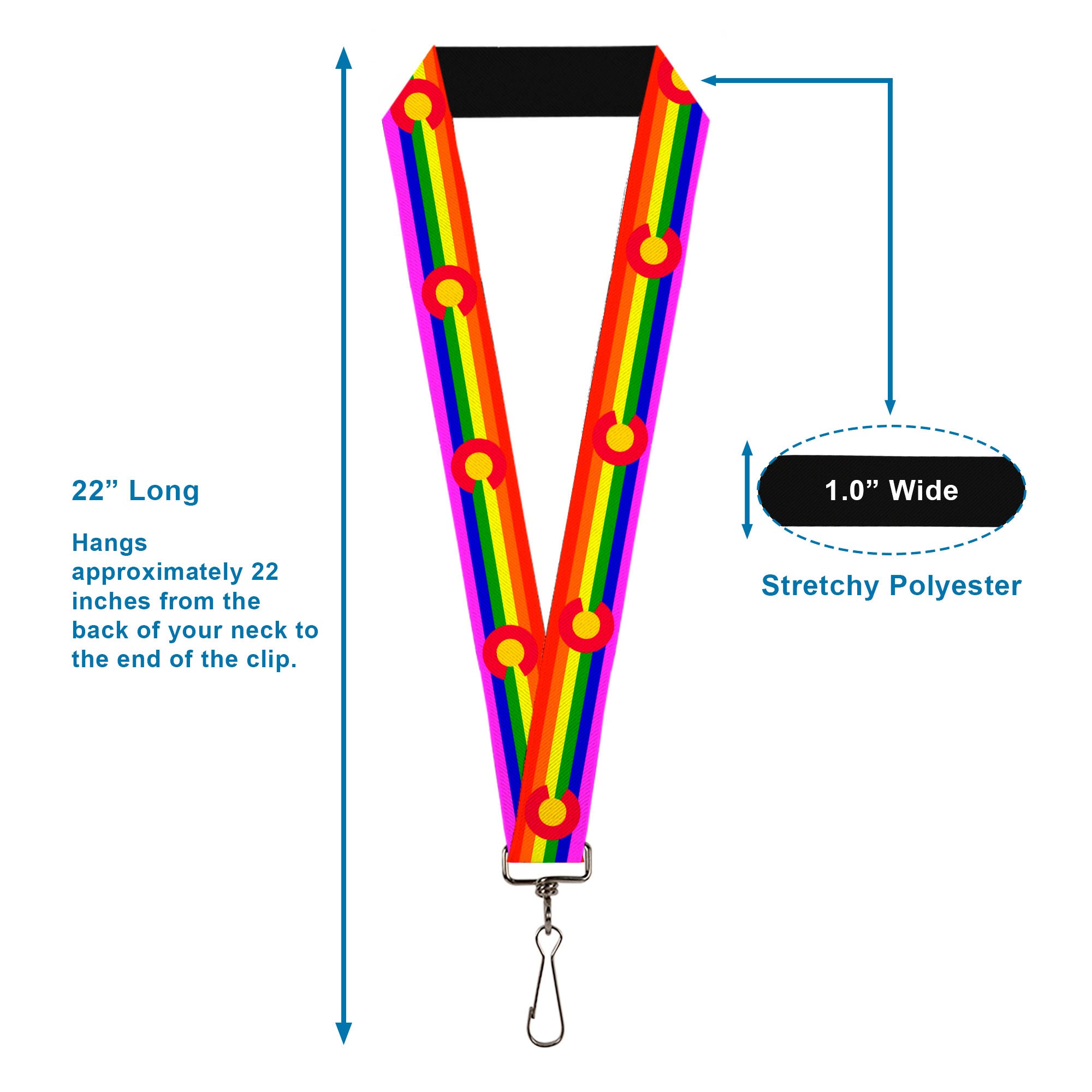 Lanyard - 1.0" - Colorado Flags2 Pride Lanyards Buckle-Down