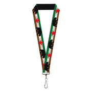 Lanyard - 1.0" - Cali Bear Silhouette & Star CALIFORNIA REPUBLIC Green White Brown Black Red Lanyards Buckle-Down