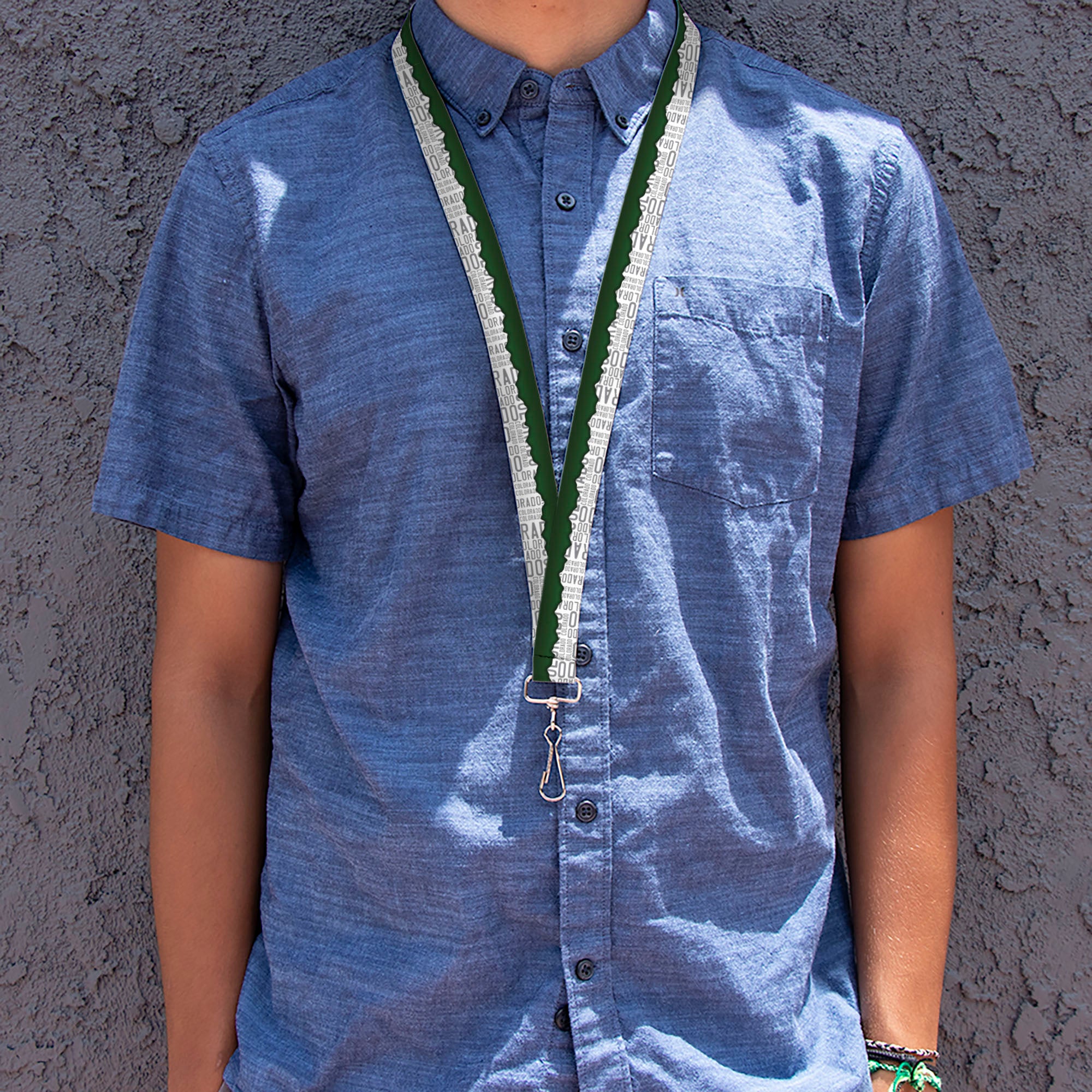 Lanyard - 1.0" - Colorado Mountains Green White Gray Text Lanyards Buckle-Down