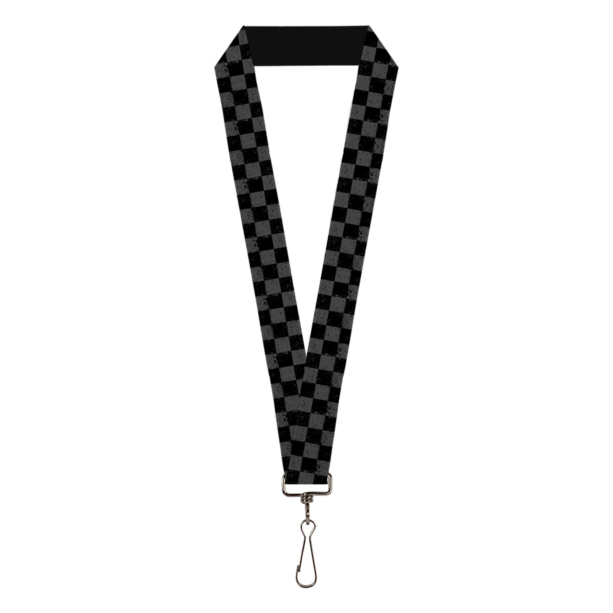 Lanyard - 1.0" - Checker Weathered2 Black Gray Lanyards Buckle-Down