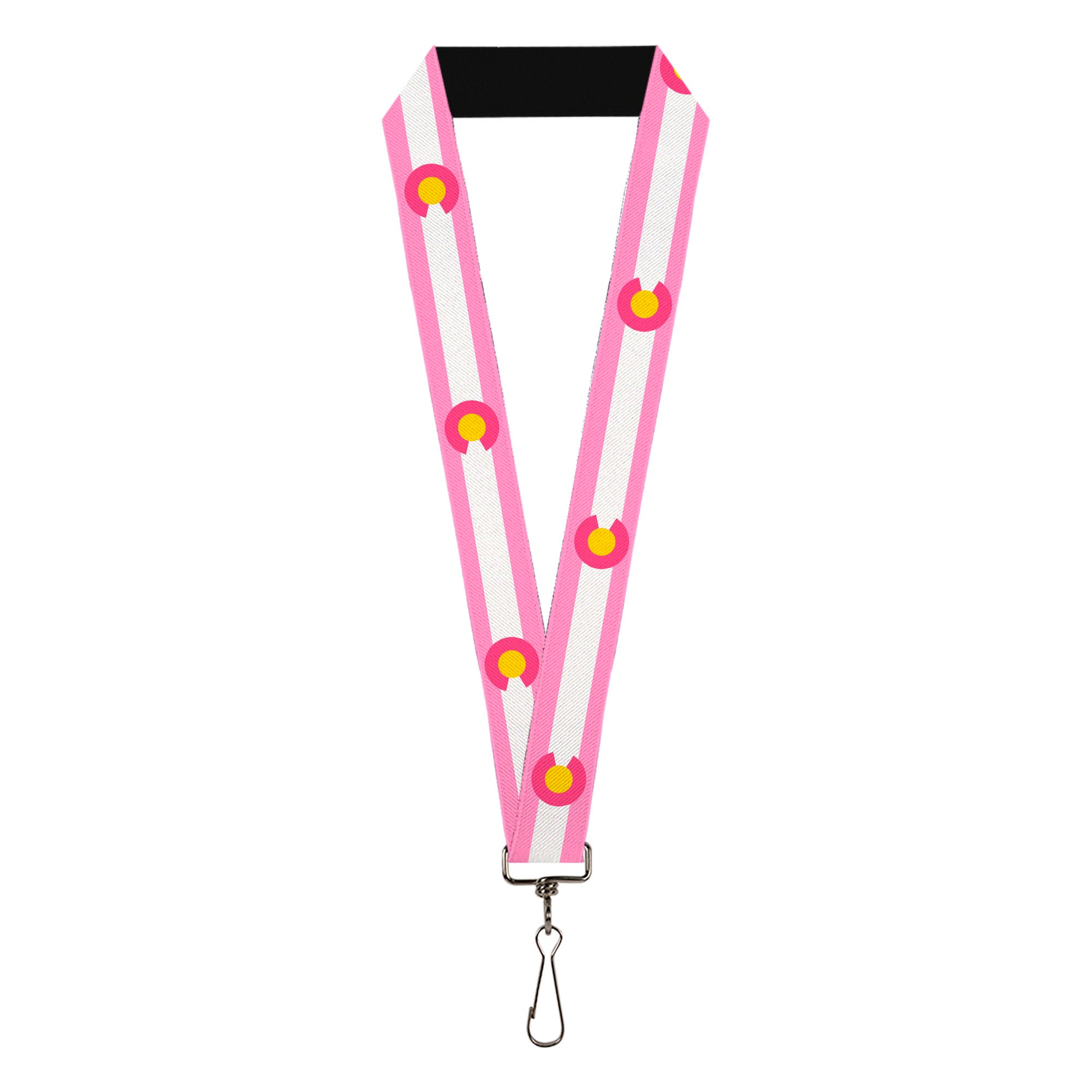 Lanyard - 1.0" - Colorado Flags5 Repeat Light Pink White Pink Yellow Lanyards Buckle-Down