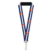 Lanyard - 1.0" - Colorado Flags6 Repeat Blue White Pink Yellow Lanyards Buckle-Down