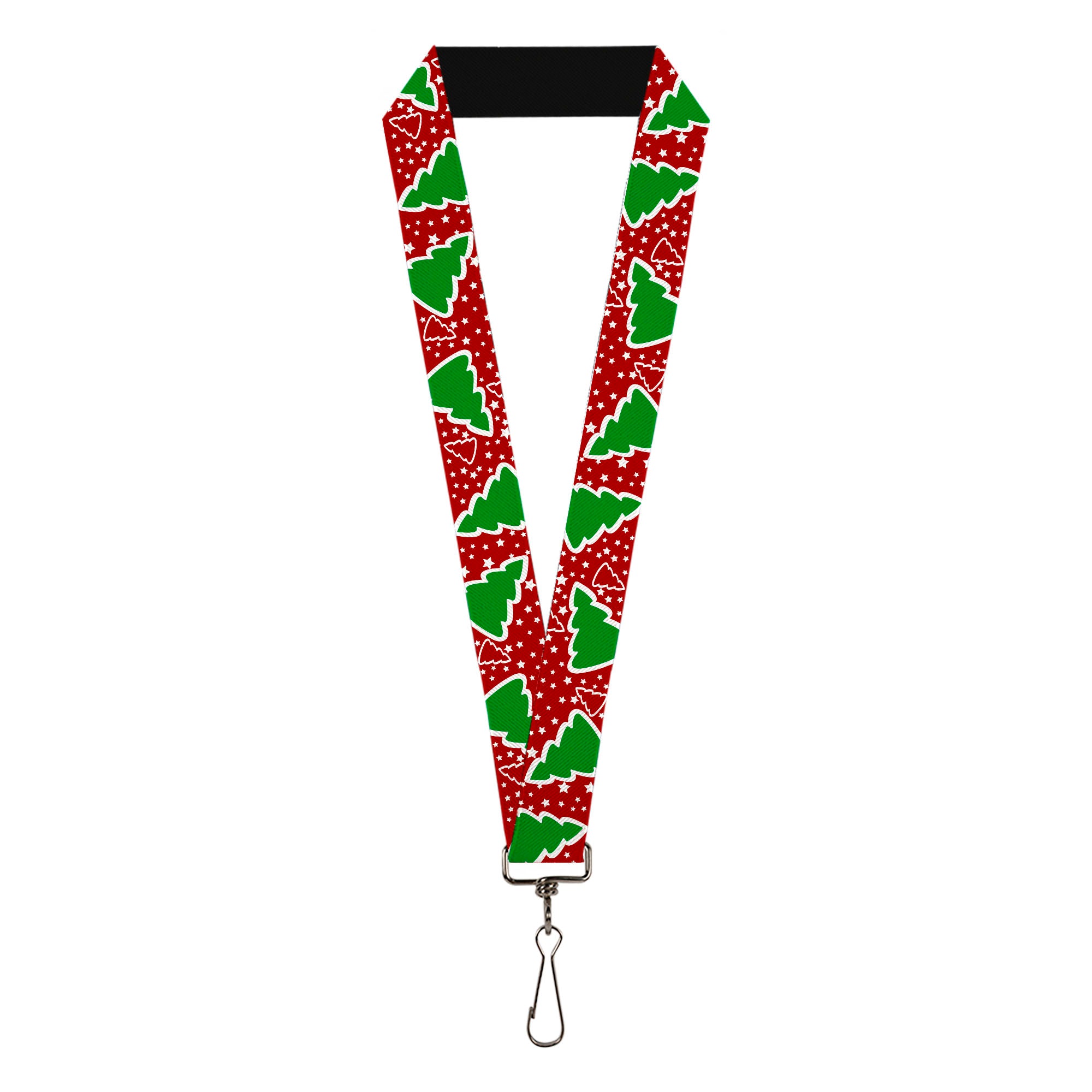Lanyard - 1.0" - Christmas Trees Stars Red White Green Lanyards Buckle-Down