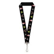 Lanyard - 1.0" - Christmas Blocks Black White Multi Color Lanyards Buckle-Down