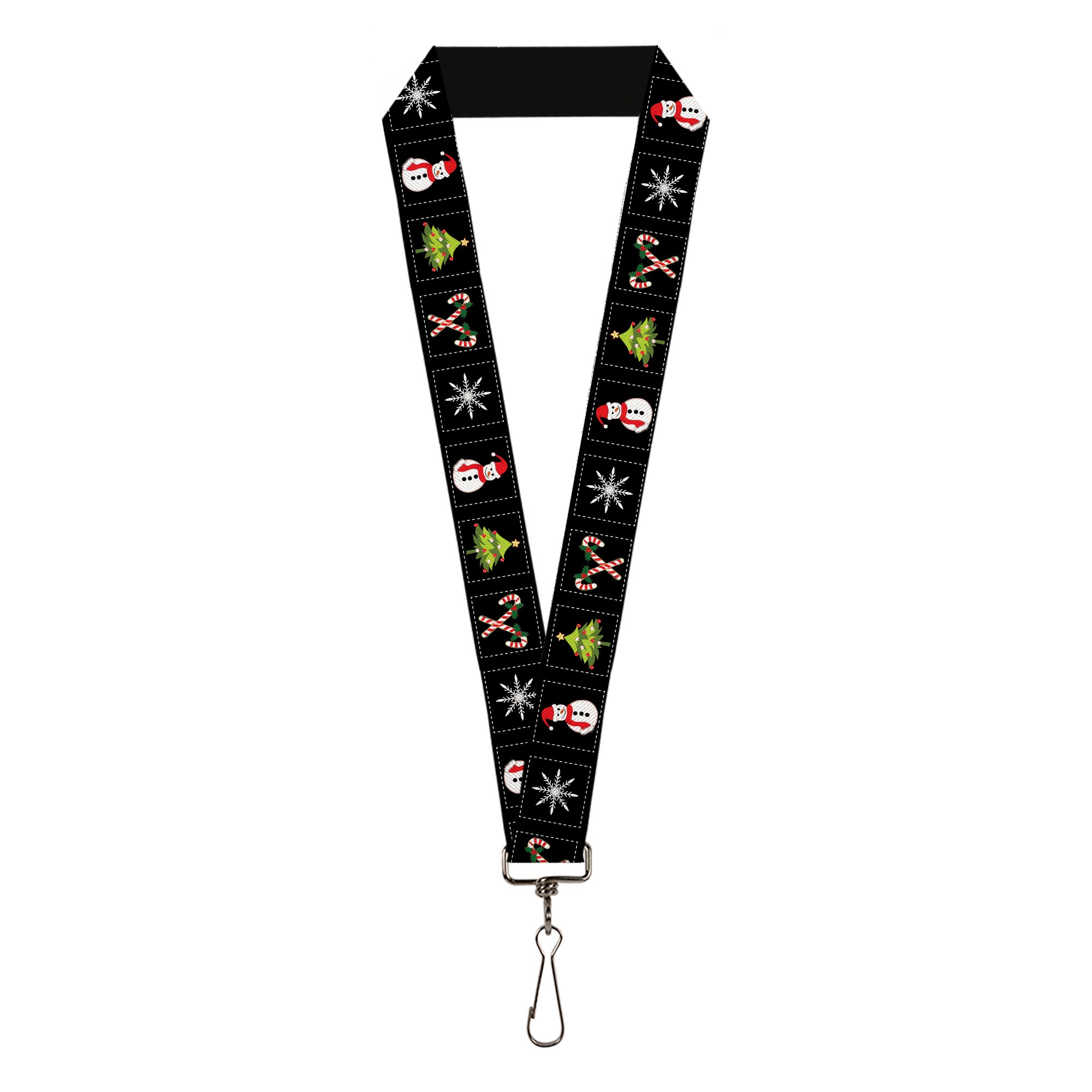 Lanyard - 1.0" - Christmas Blocks Black White Multi Color Lanyards Buckle-Down