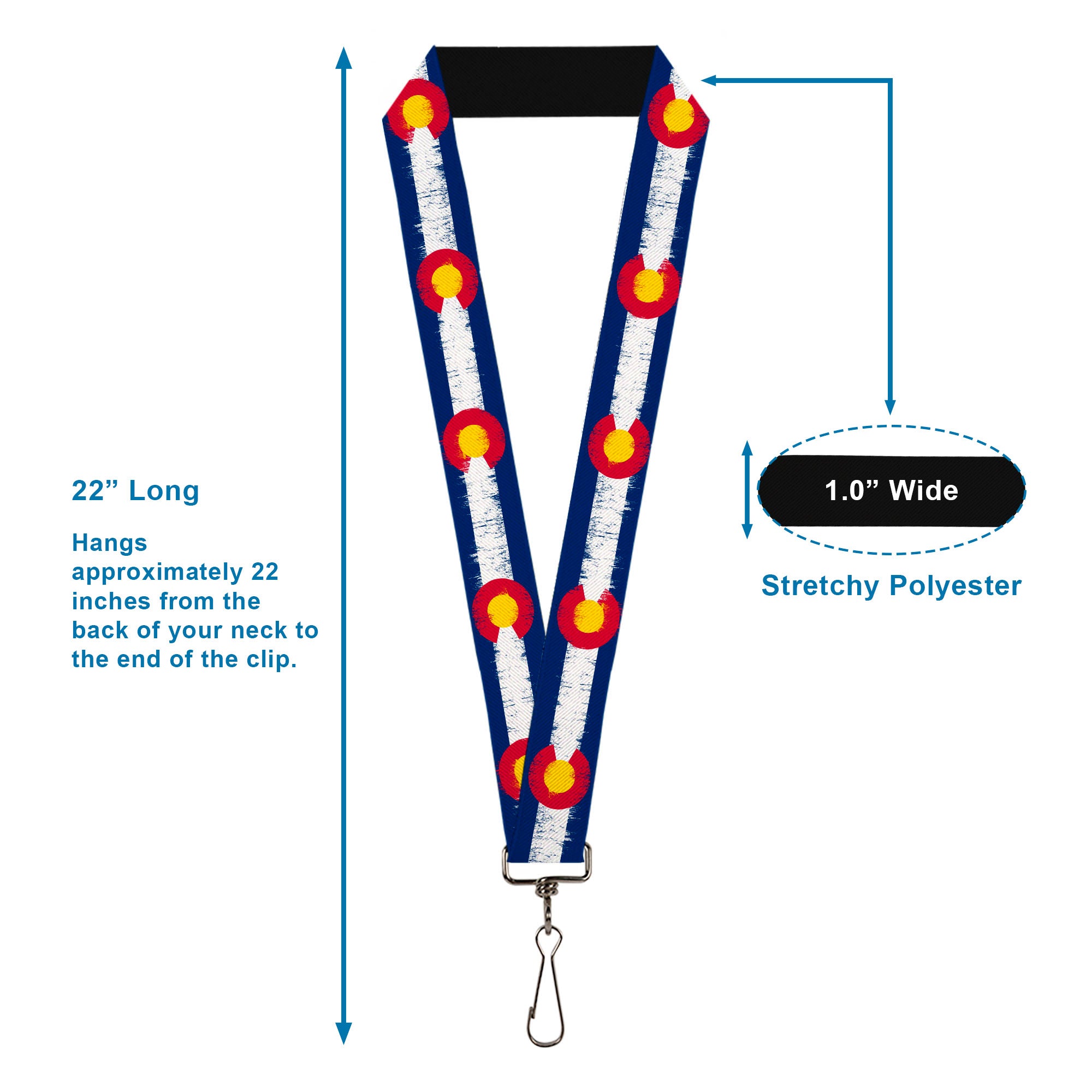 Lanyard - 1.0" - Colorado Flags2 Repeat Weathered Lanyards Buckle-Down