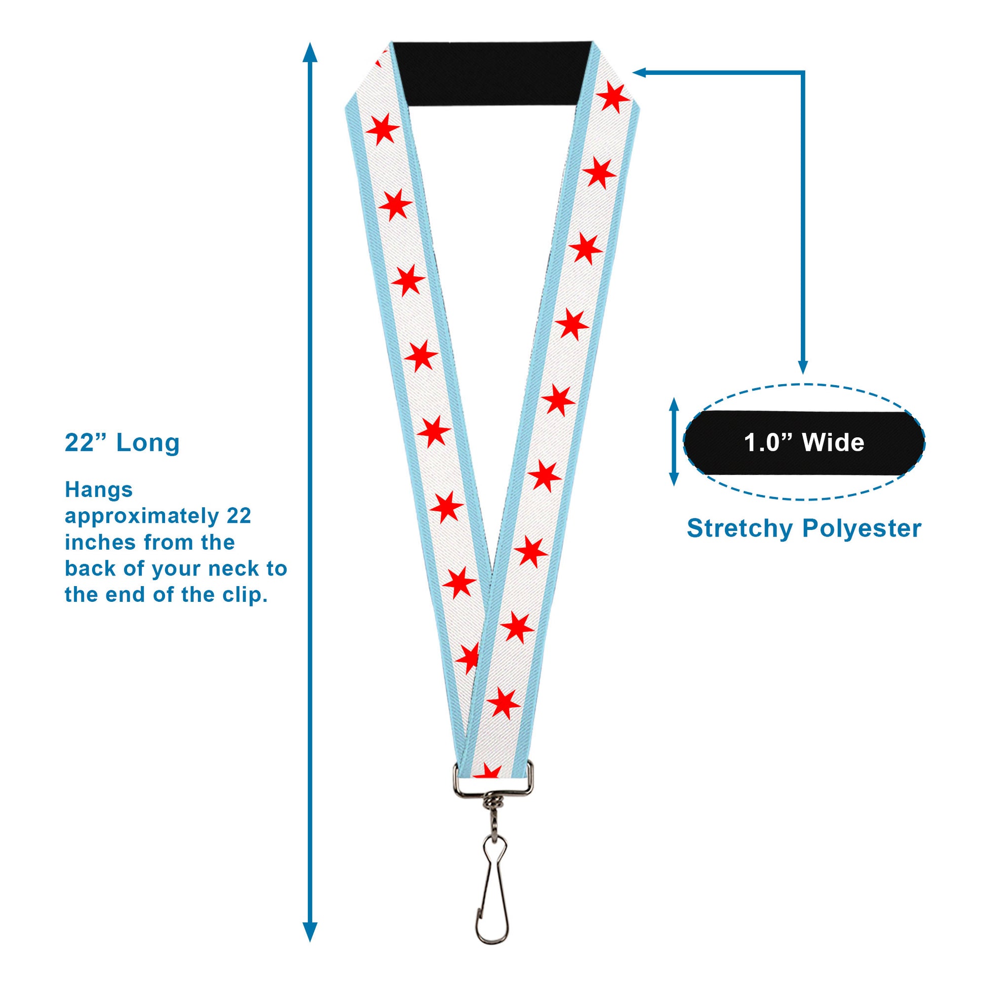 Lanyard - 1.0" - Chicago Flag Lanyards Buckle-Down