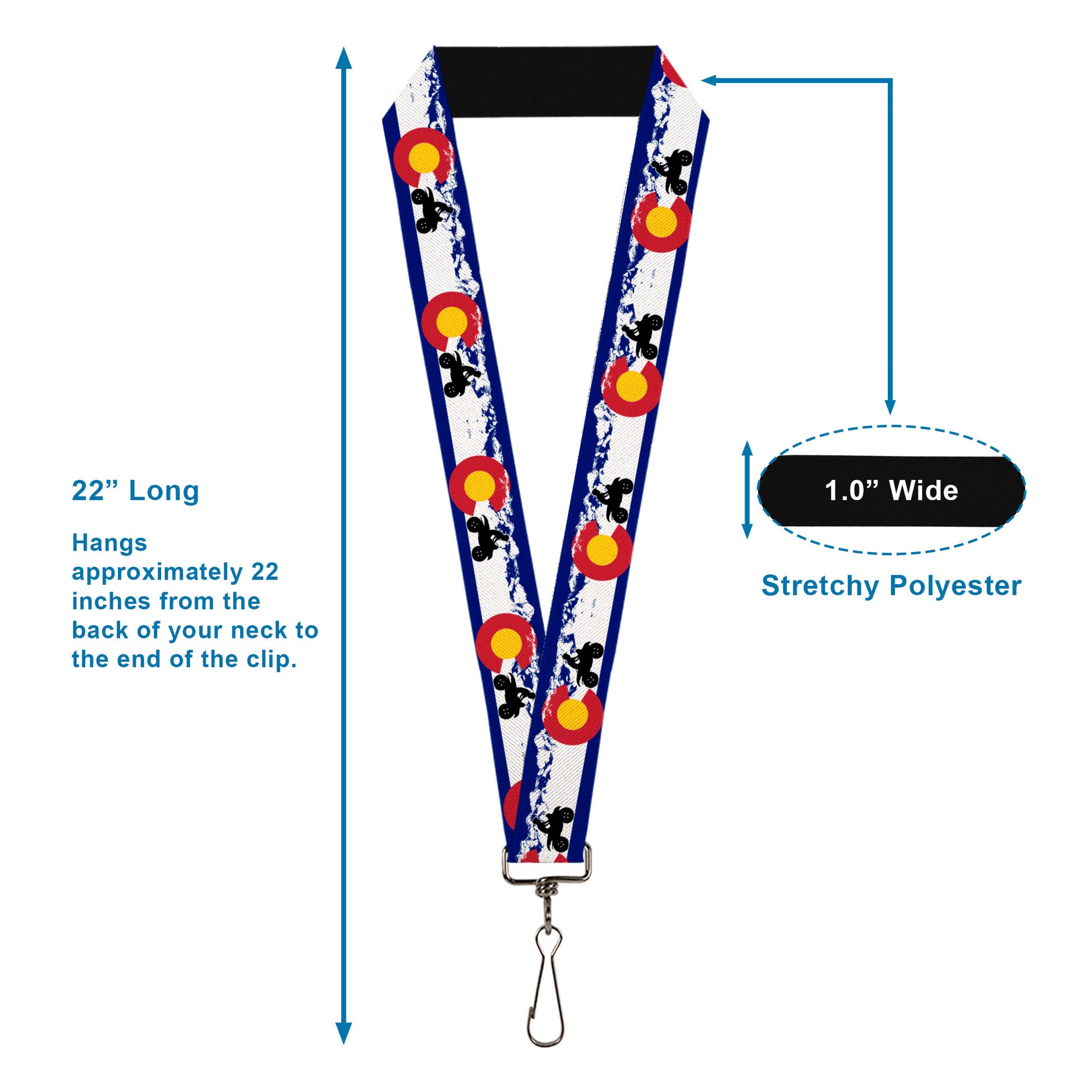 Lanyard - 1.0" - Colorado ATV Rider Mountains Lanyards Buckle-Down