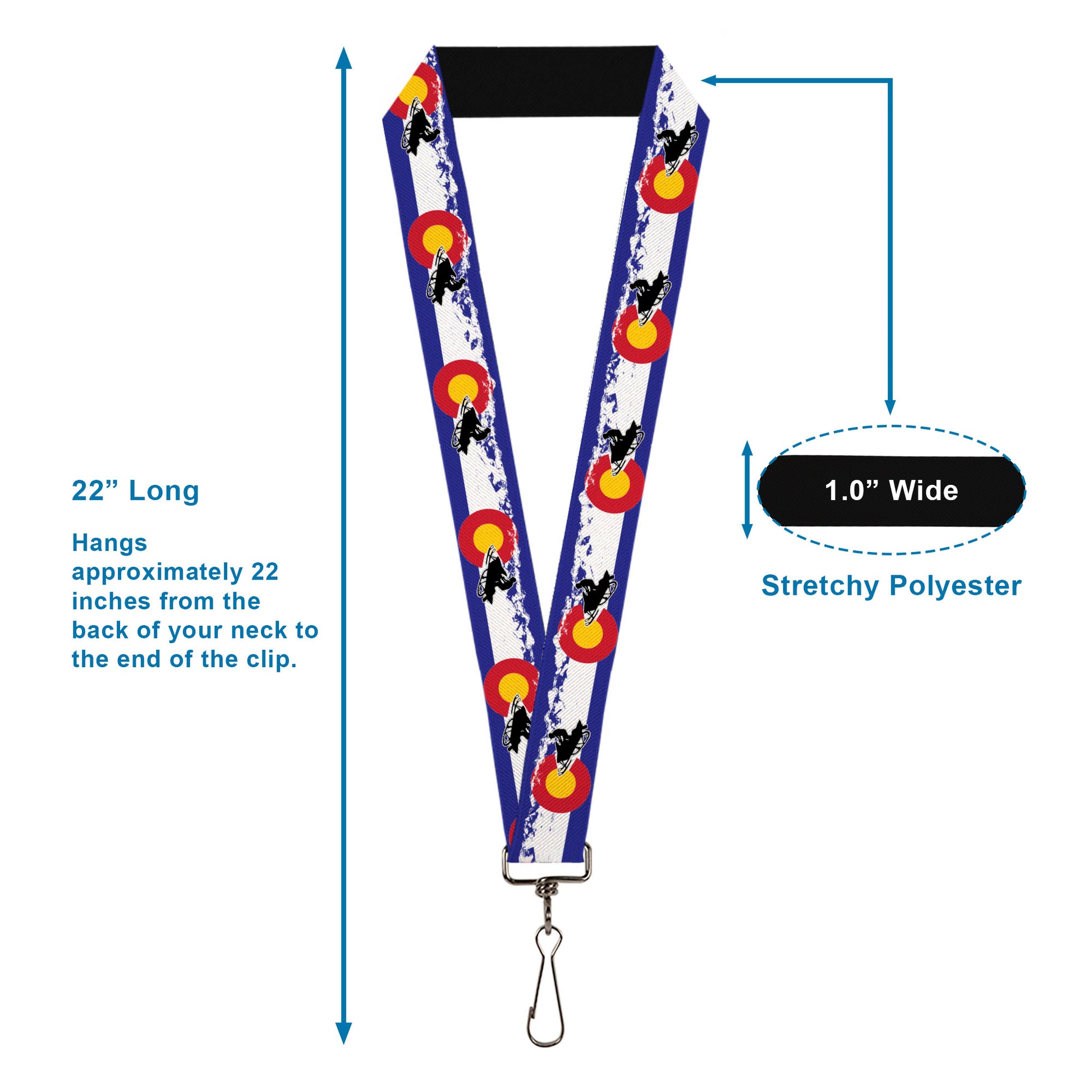 Lanyard - 1.0" - Colorado Snowmobiler Mountains Lanyards Buckle-Down
