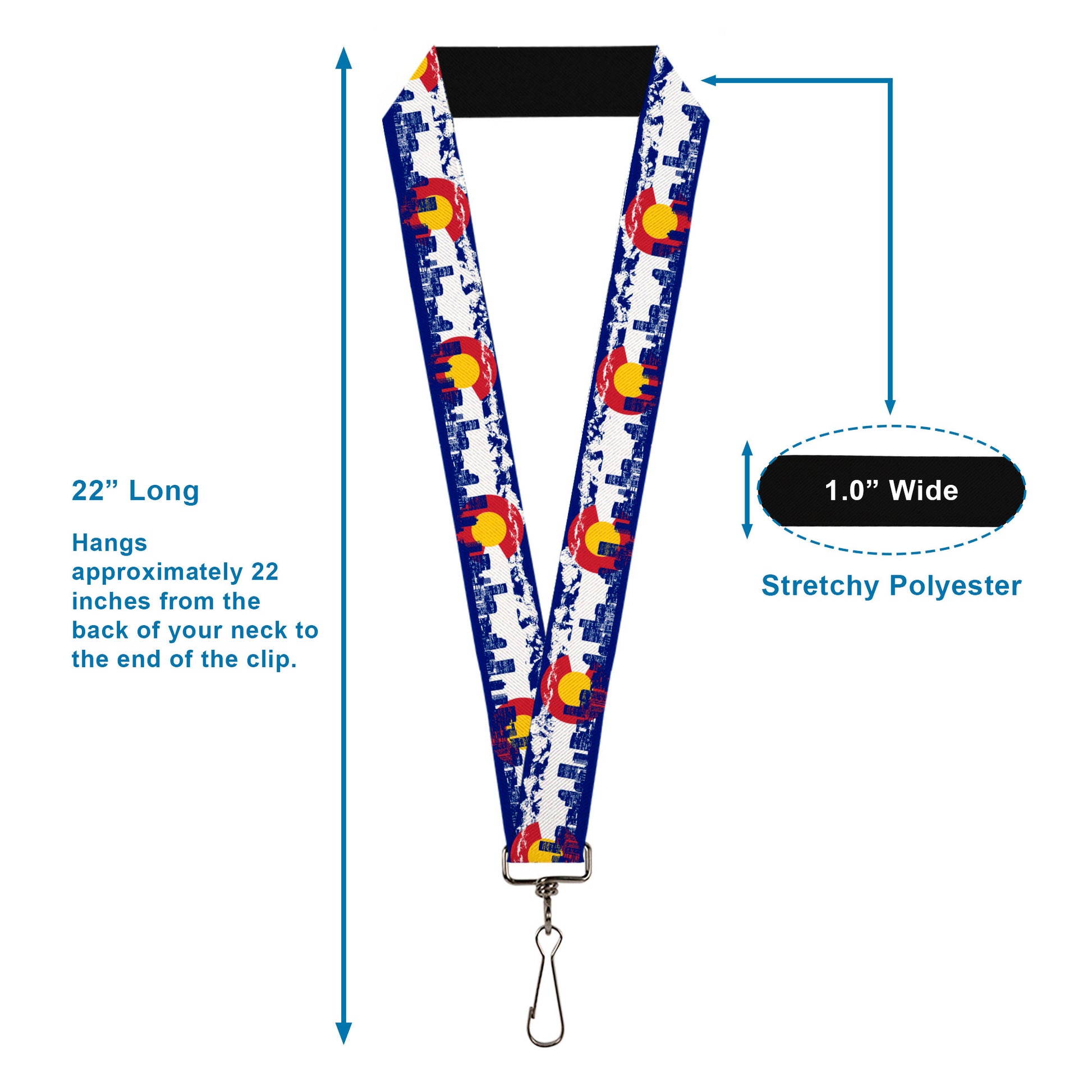 Lanyard - 1.0" - Colorado Skyline Mountains Lanyards Buckle-Down