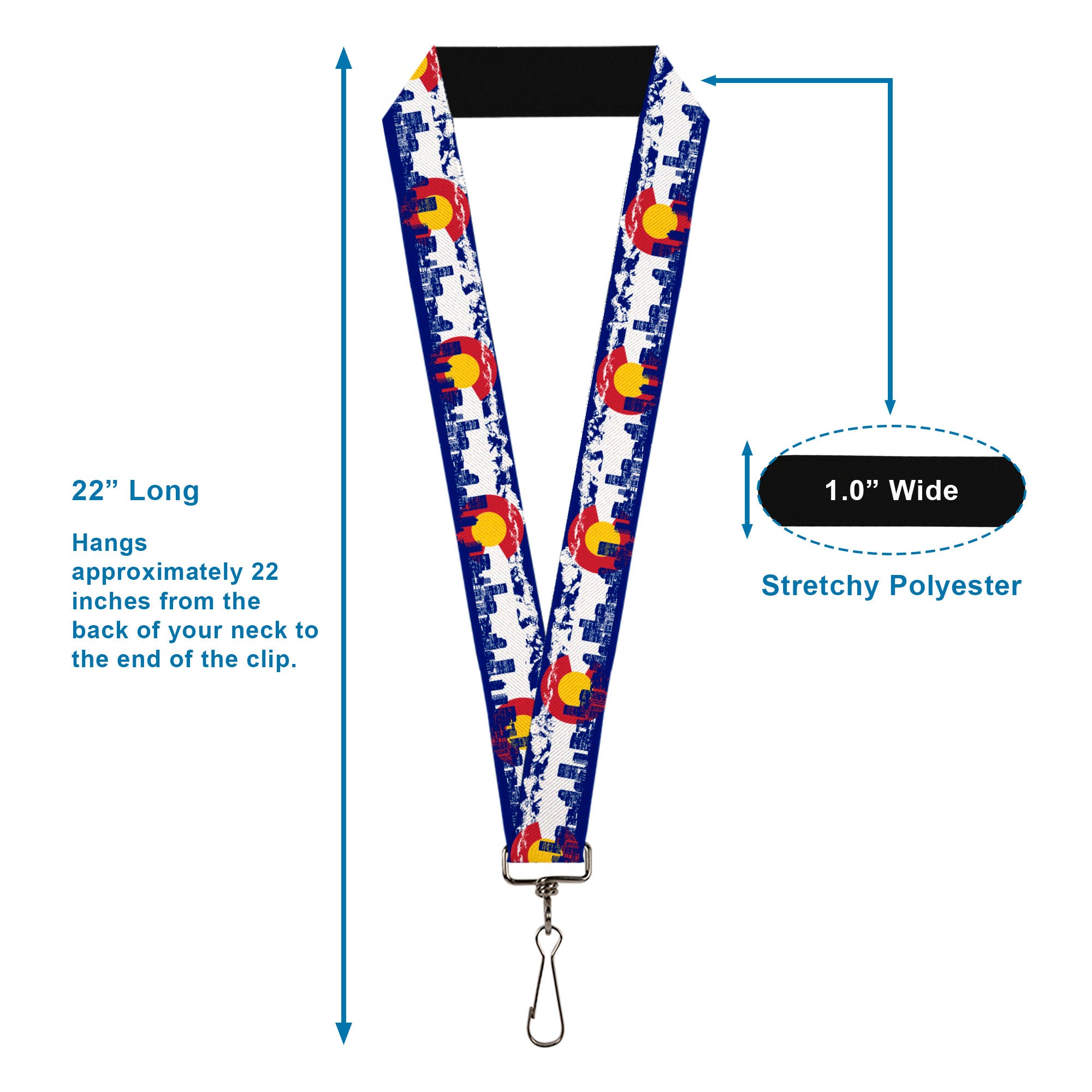Lanyard - 1.0" - Colorado Skyline Mountains Lanyards Buckle-Down