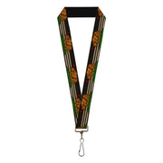 Lanyard - 1.0" - Cali Bear Star US Flag Stretch Black White Red Lanyards Buckle-Down