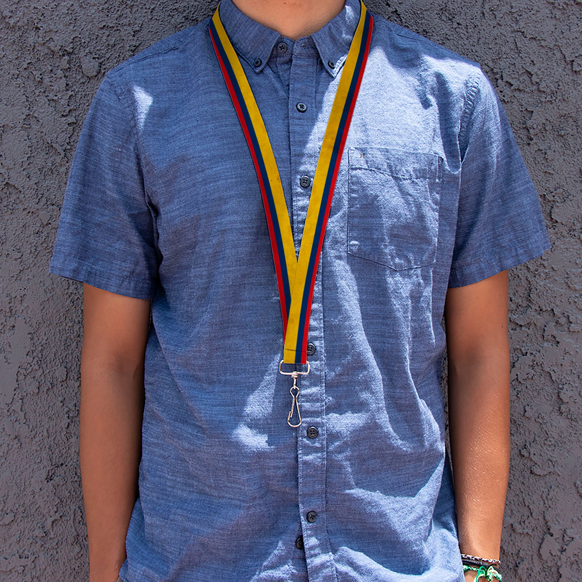 Lanyard - 1.0" - Colombia Flag Distressed Lanyards Buckle-Down