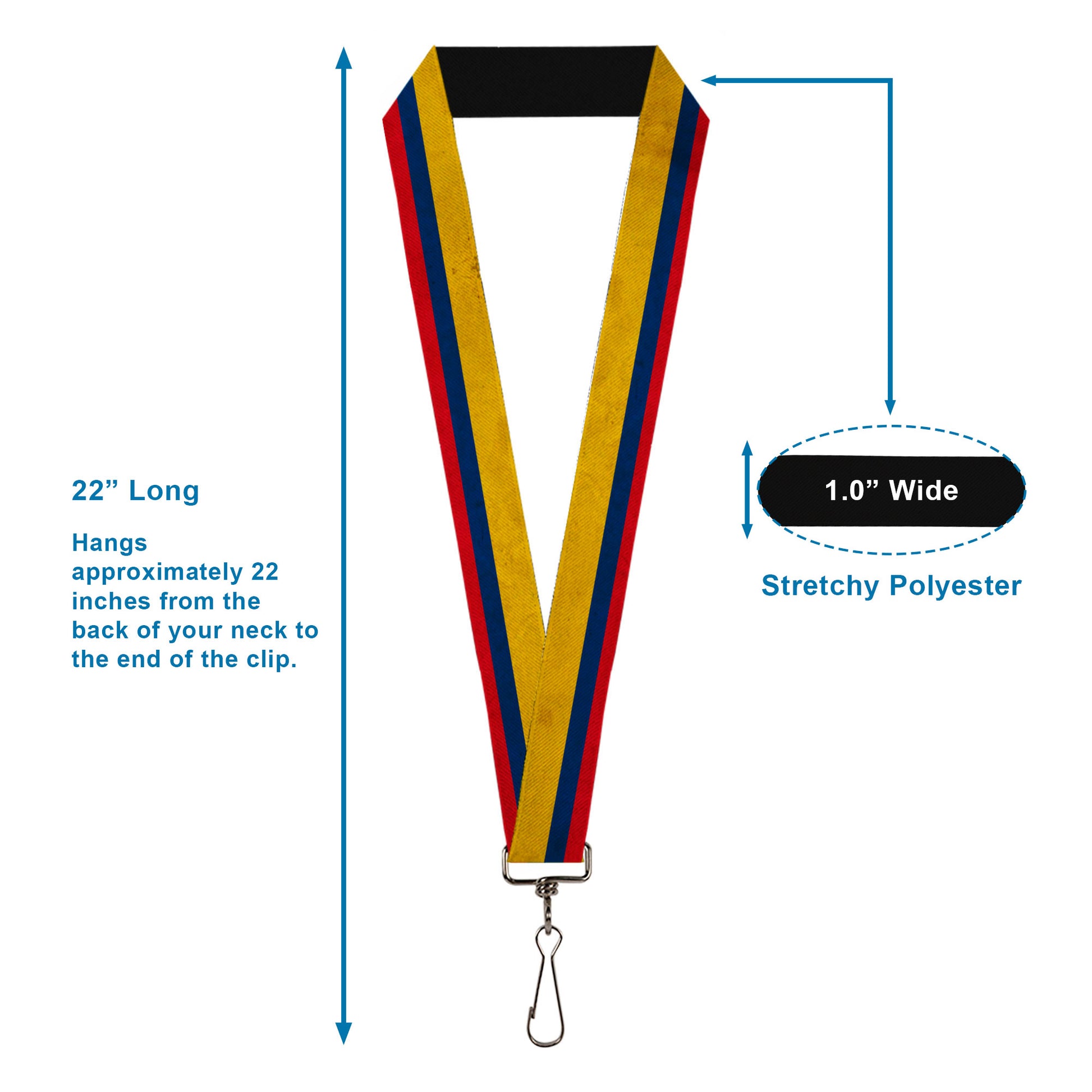 Lanyard - 1.0" - Colombia Flag Distressed Lanyards Buckle-Down