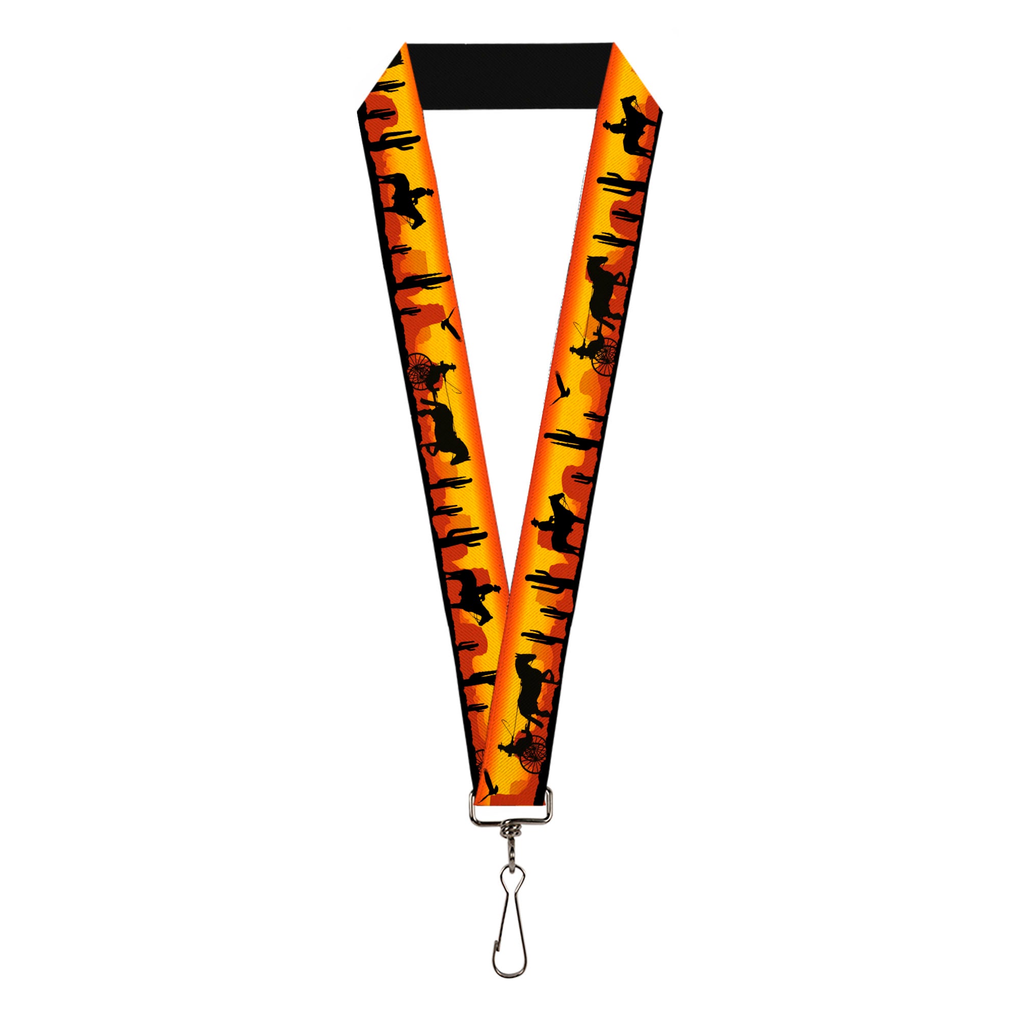 Lanyard - 1.0" - Cowboy Silhouette Western Landscape Reds Black Lanyards Buckle-Down