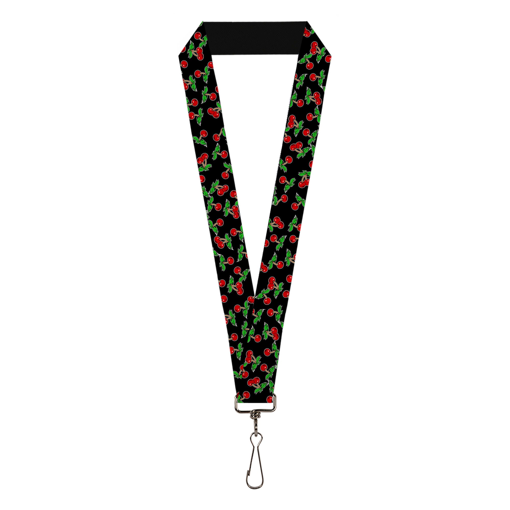 Lanyard - 1.0" - Cherries Scattered Black Lanyards Buckle-Down