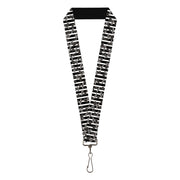 Lanyard - 1.0" - Cherries Scattered Vertical Stripe White Black Grays Lanyards Buckle-Down