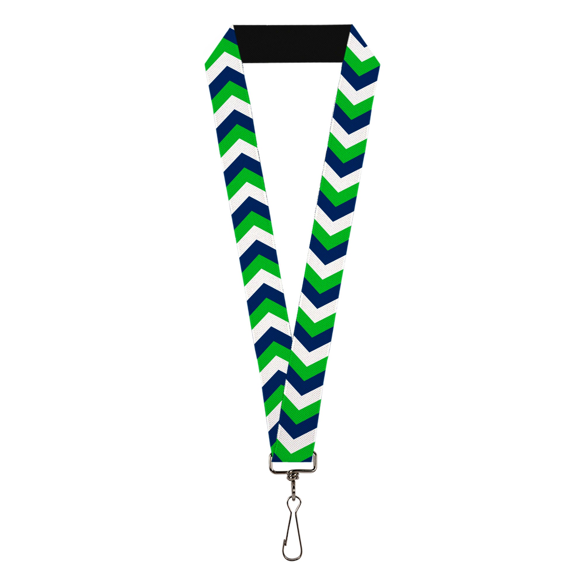 Lanyard - 1.0" - Chevron White Bright Green Navy Lanyards Buckle-Down