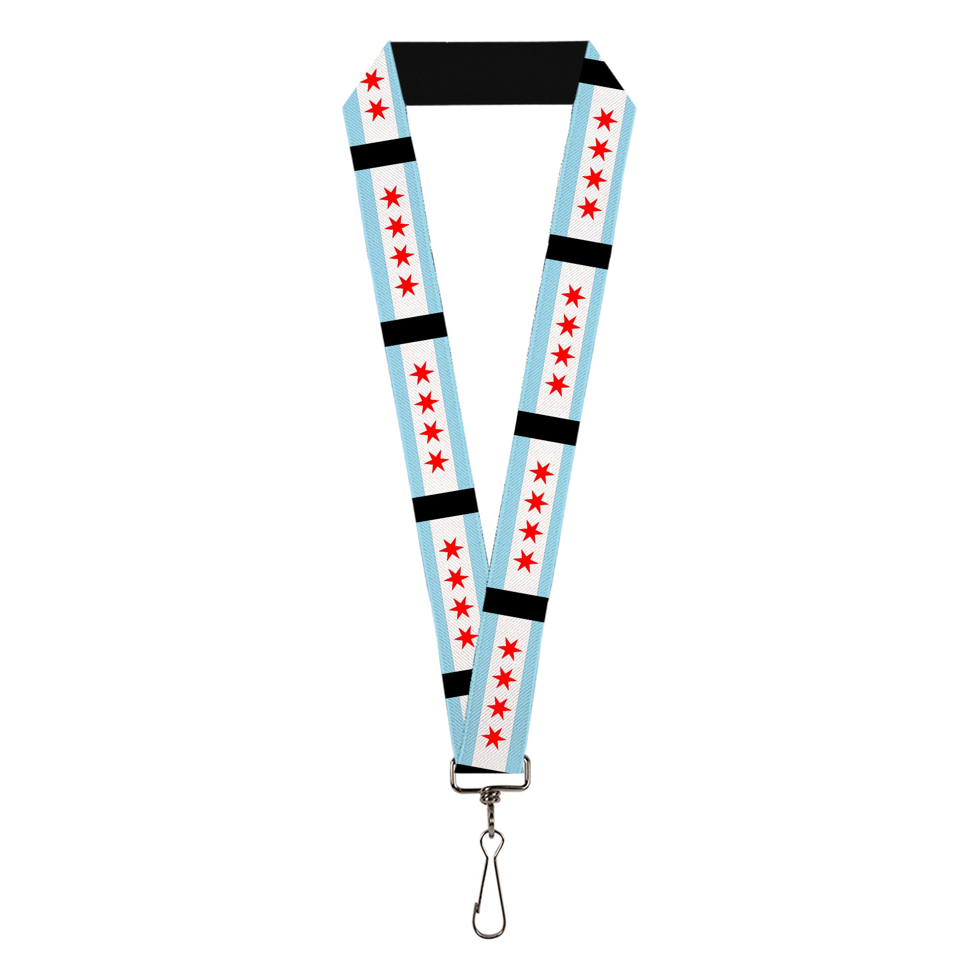 Lanyard - 1.0" - Chicago Flags Black Lanyards Buckle-Down