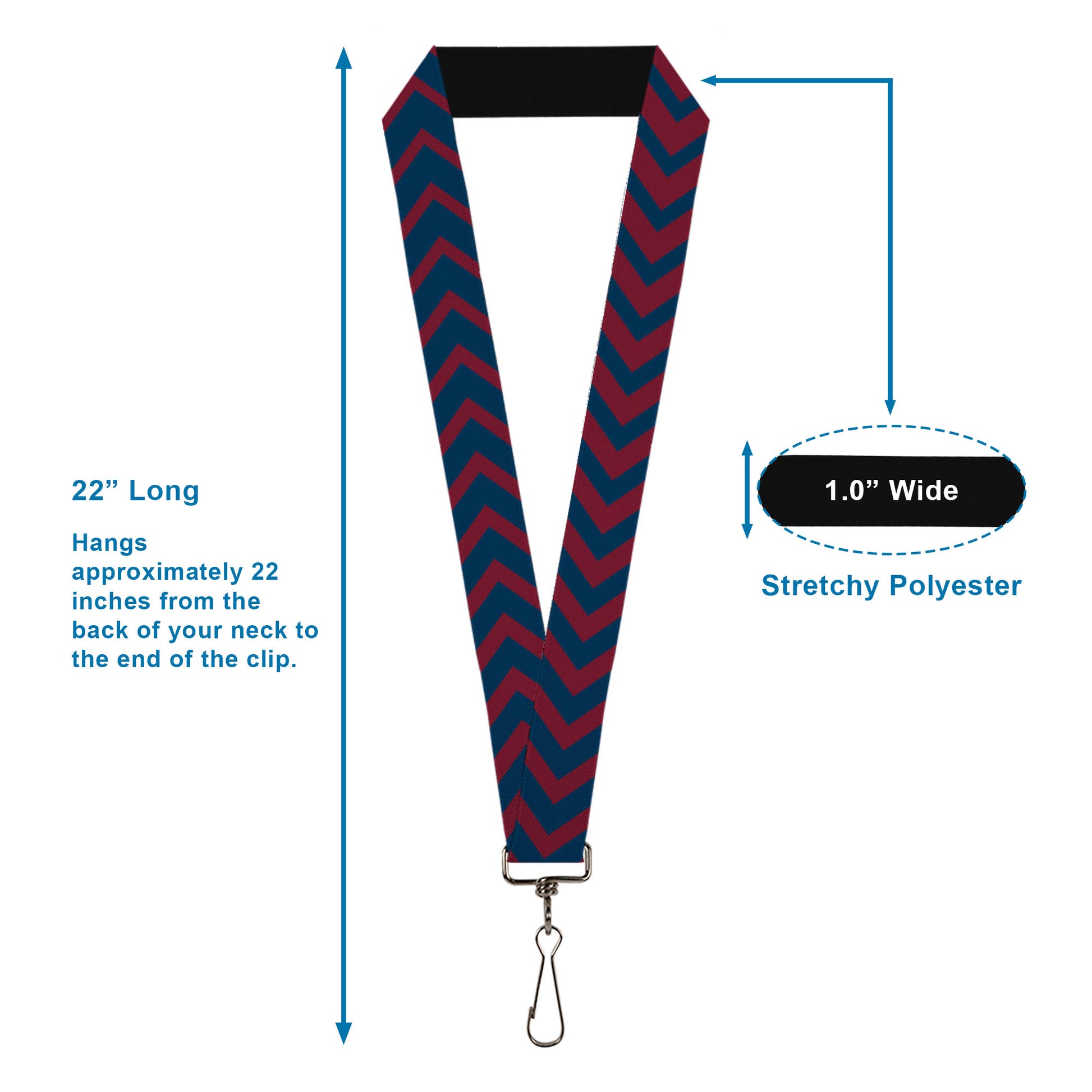 Lanyard - 1.0" - Chevron2 Red Navy Lanyards Buckle-Down