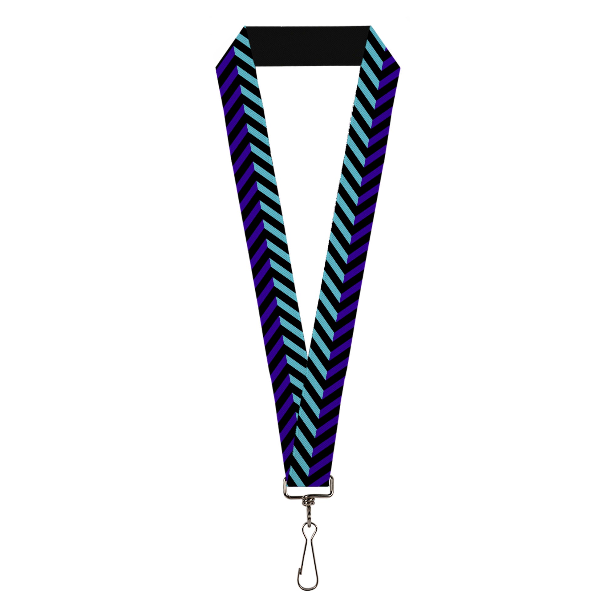 Lanyard - 1.0" - Chevron3 Split Turquoise Purple Black Lanyards Buckle-Down