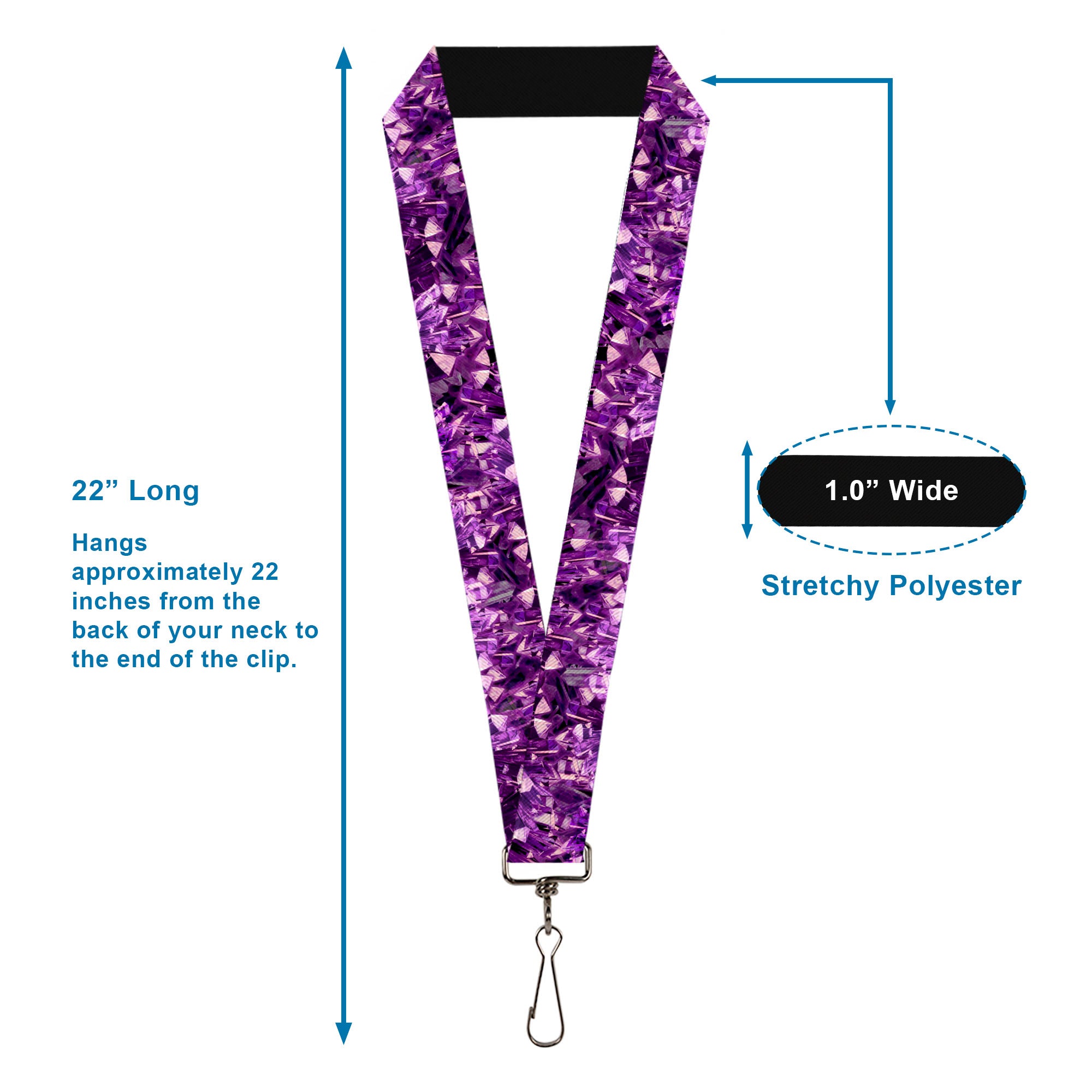 Lanyard - 1.0" - Crystals Purples Lanyards Buckle-Down