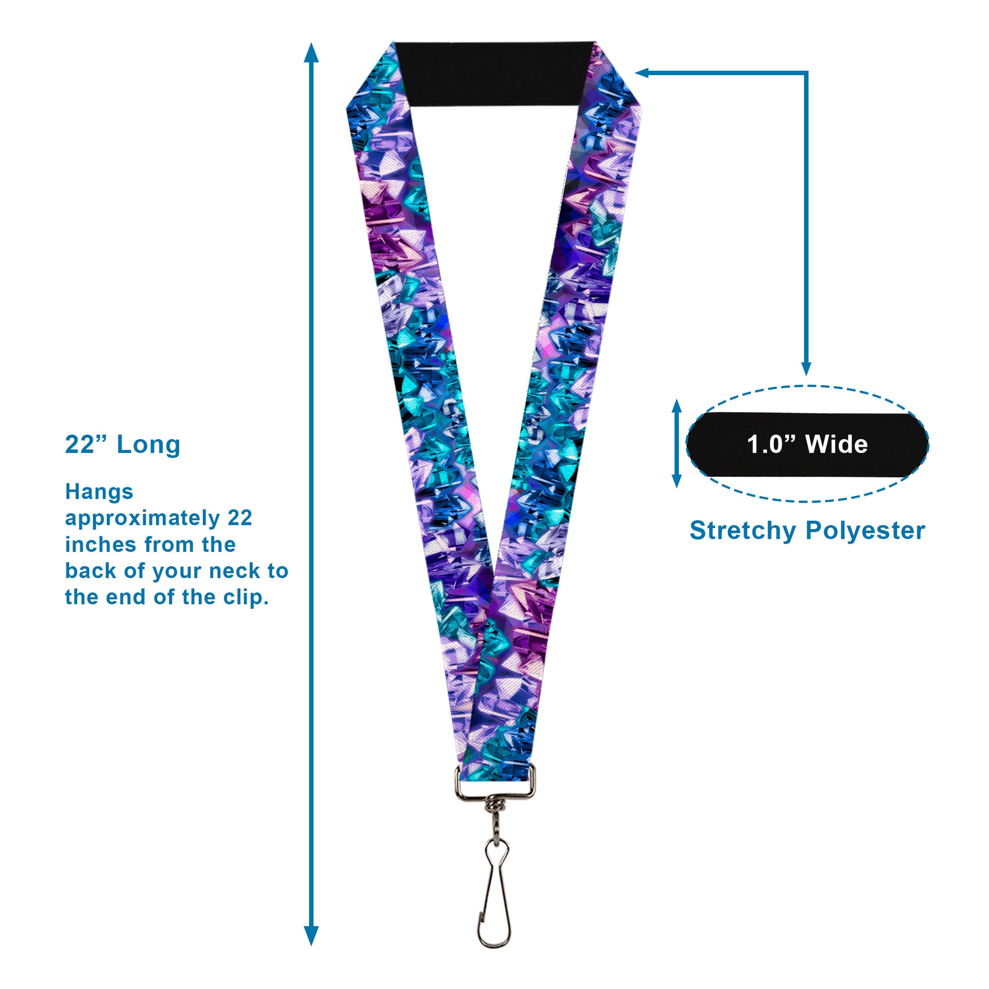 Lanyard - 1.0" - Crystals2 Blues Purples Lanyards Buckle-Down