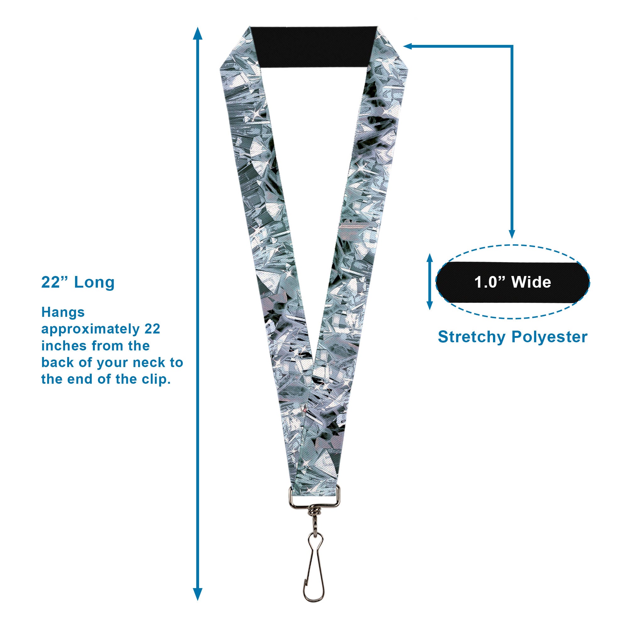 Lanyard - 1.0" - Crystals3 Clear Lanyards Buckle-Down