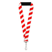 Lanyard - 1.0" - Candy Cane2 Stripe White Red Lanyards Buckle-Down