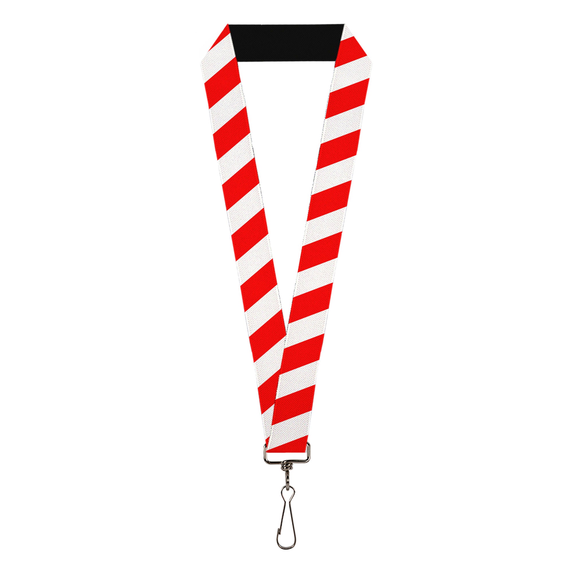 Lanyard - 1.0" - Candy Cane2 Stripe White Red Lanyards Buckle-Down