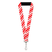 Lanyard - 1.0" - Candy Cane3 Stripe White 3-Red Lanyards Buckle-Down