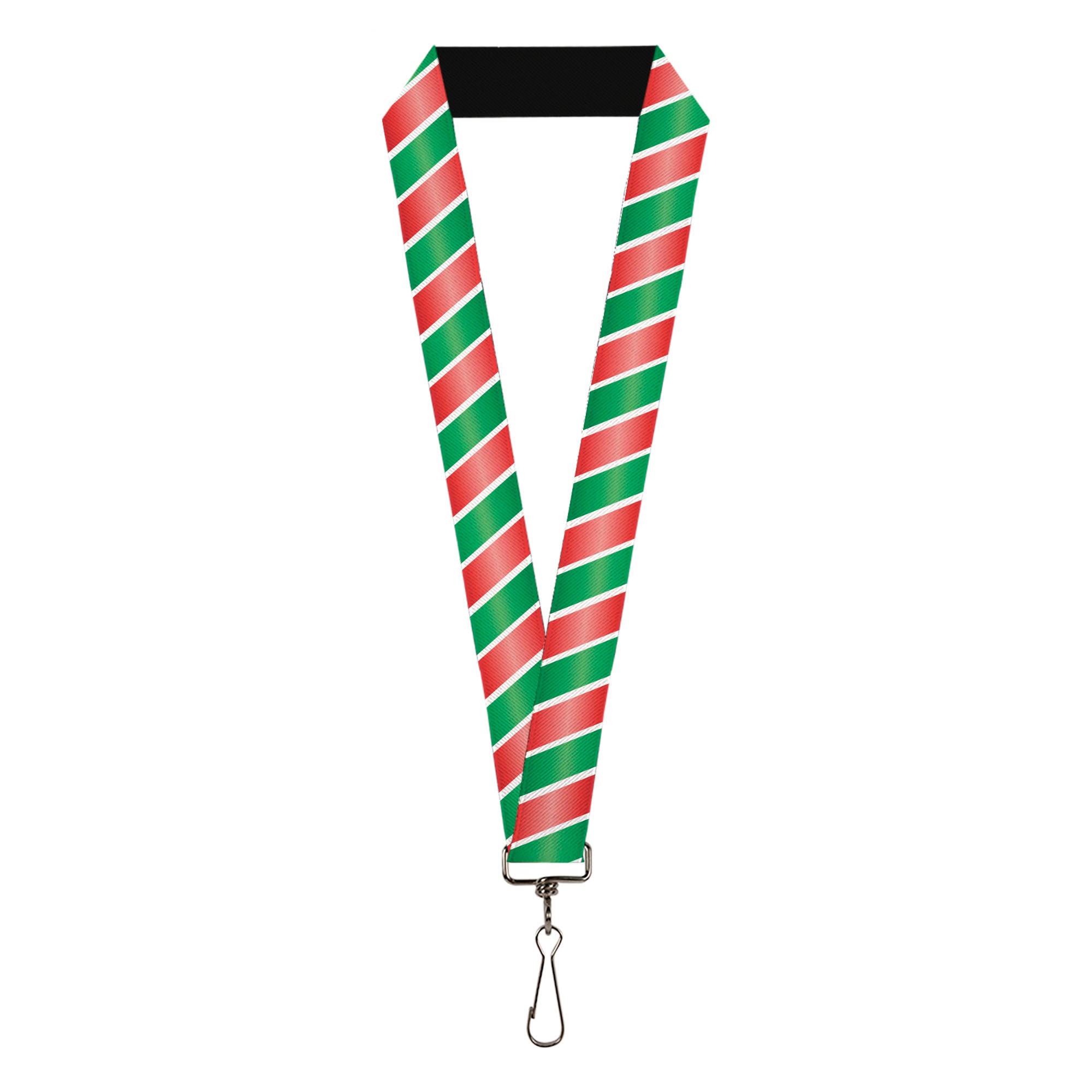 Lanyard - 1.0" - Candy Cane4 White Red Green Lanyards Buckle-Down