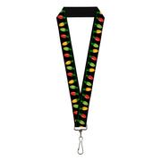 Lanyard - 1.0" - Christmas Lights Black Multi Color Lanyards Buckle-Down