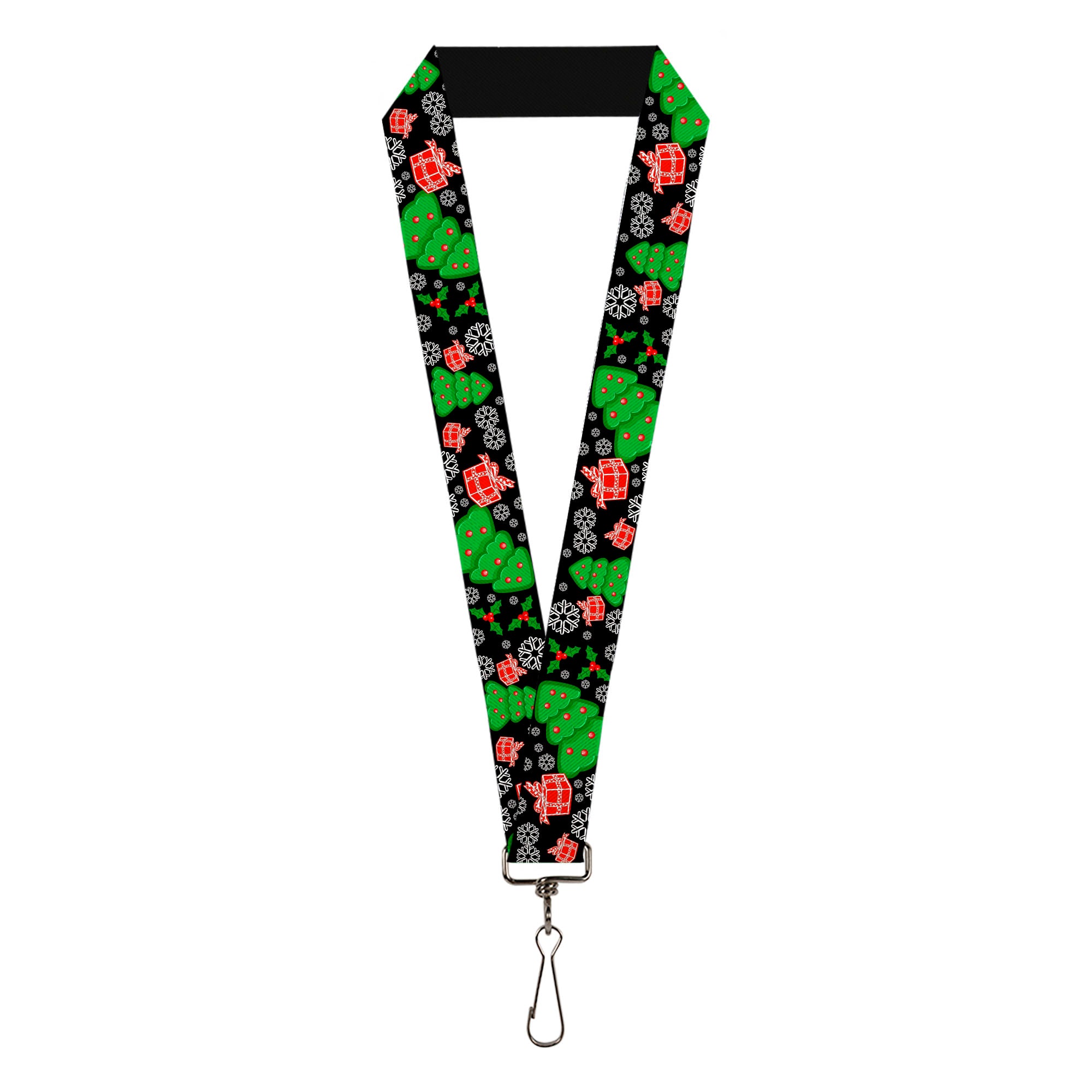 Lanyard - 1.0" - Christmas Collage Black White Green Red Lanyards Buckle-Down